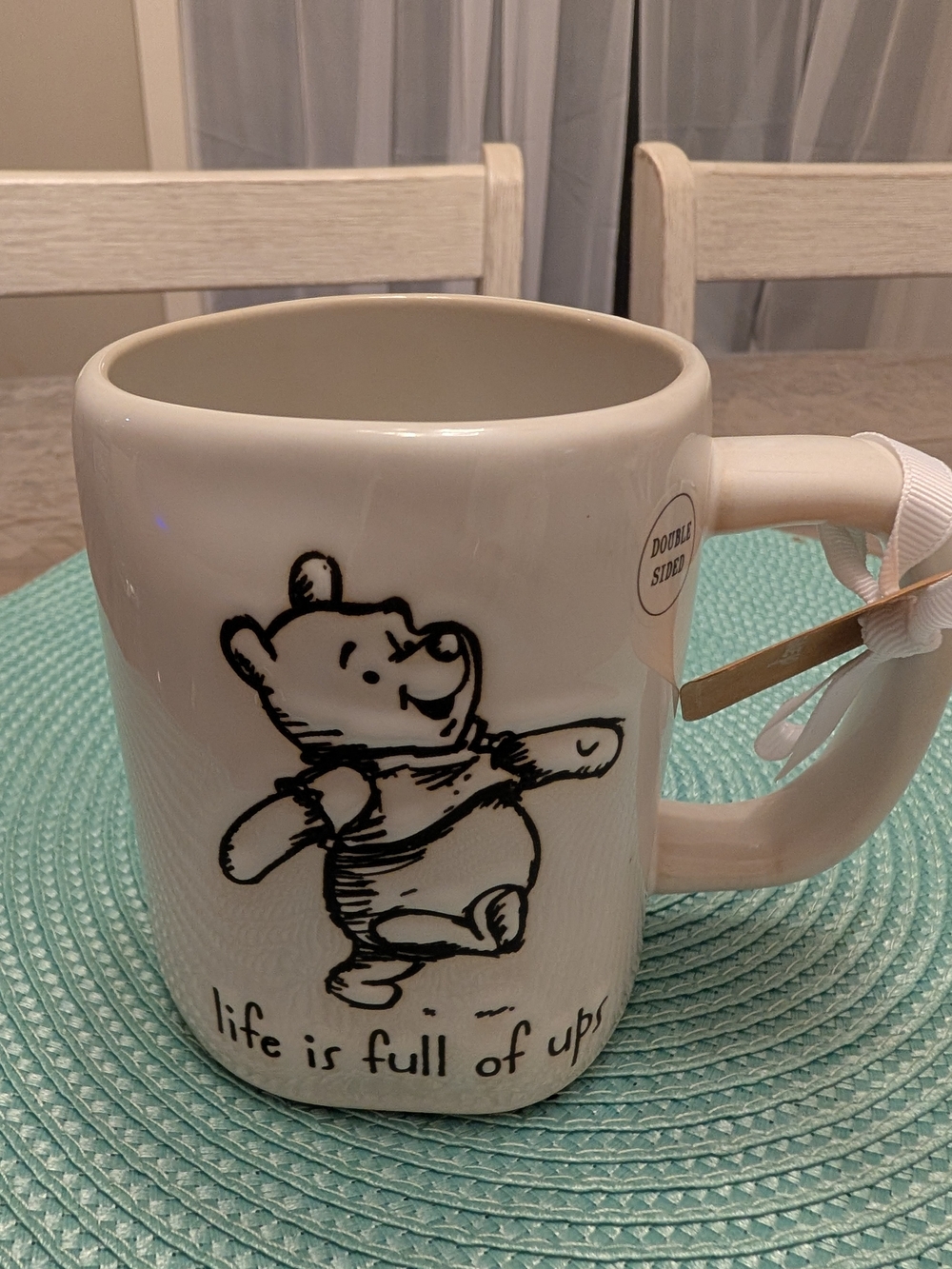 Disney Ivory Ceramic Winnie the Pooh Mug with Black Sketch